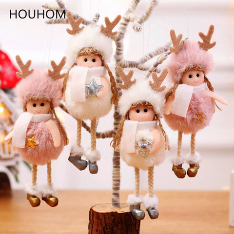 New Year 2020 Latest Christmas Cute Silk Plush Angel Doll Xmas Tree Ornaments Noel Christmas Decoration for Home 2019 Kids Gifts