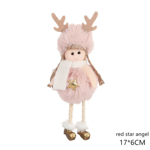 New Year 2020 Latest Christmas Cute Silk Plush Angel Doll Xmas Tree Ornaments Noel Christmas Decoration for Home 2019 Kids Gifts