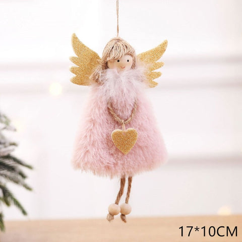 New Year 2020 Latest Christmas Cute Silk Plush Angel Doll Xmas Tree Ornaments Noel Christmas Decoration for Home 2019 Kids Gifts