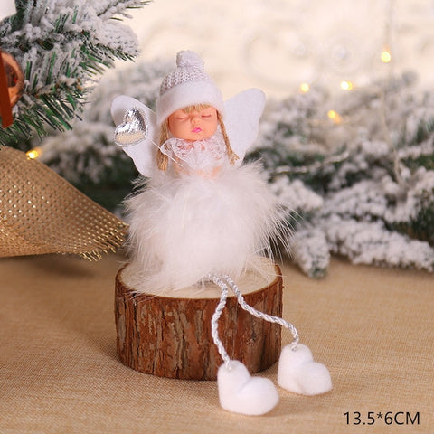 New Year 2020 Latest Christmas Cute Silk Plush Angel Doll Xmas Tree Ornaments Noel Christmas Decoration for Home 2019 Kids Gifts