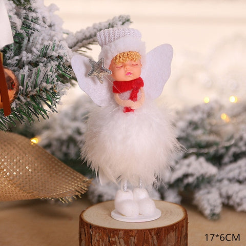 New Year 2020 Latest Christmas Cute Silk Plush Angel Doll Xmas Tree Ornaments Noel Christmas Decoration for Home 2019 Kids Gifts