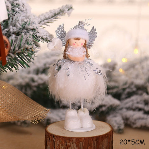 New Year 2020 Latest Christmas Cute Silk Plush Angel Doll Xmas Tree Ornaments Noel Christmas Decoration for Home 2019 Kids Gifts