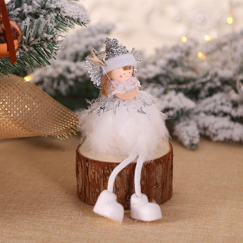 New Year 2020 Latest Christmas Cute Silk Plush Angel Doll Xmas Tree Ornaments Noel Christmas Decoration for Home 2019 Kids Gifts