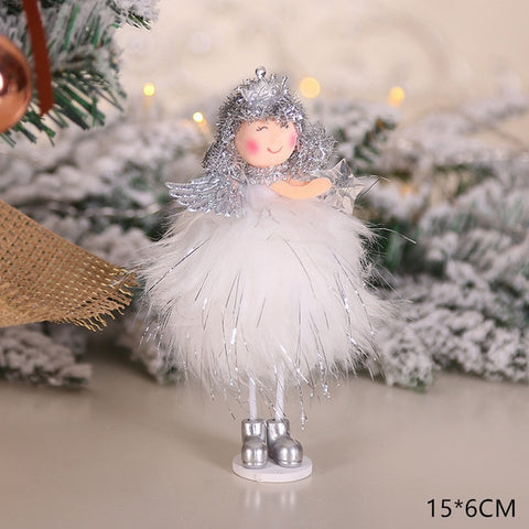 New Year 2020 Latest Christmas Cute Silk Plush Angel Doll Xmas Tree Ornaments Noel Christmas Decoration for Home 2019 Kids Gifts