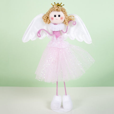 Christmas Plush Cute Angel Doll Pendants Christmas Tree Hanging Ornaments Desk Decor New Year Children Gift Toys Gold White