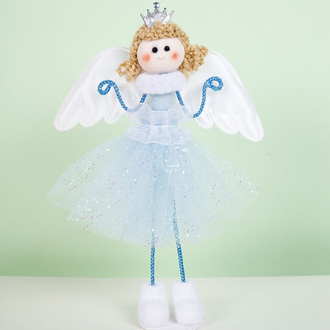 Christmas Plush Cute Angel Doll Pendants Christmas Tree Hanging Ornaments Desk Decor New Year Children Gift Toys Gold White