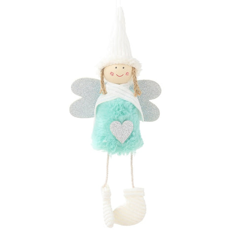 Christmas Plush Cute Angel Doll Pendants Christmas Tree Hanging Ornaments Desk Decor New Year Children Gift Toys Gold White