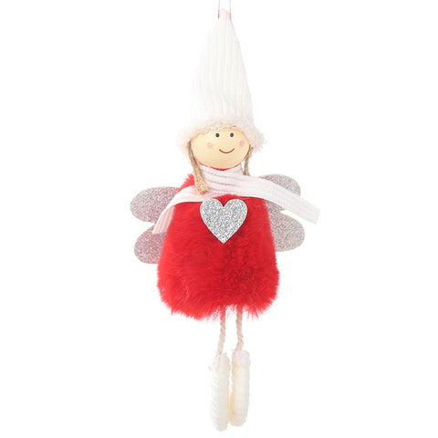 Christmas Plush Cute Angel Doll Pendants Christmas Tree Hanging Ornaments Desk Decor New Year Children Gift Toys Gold White