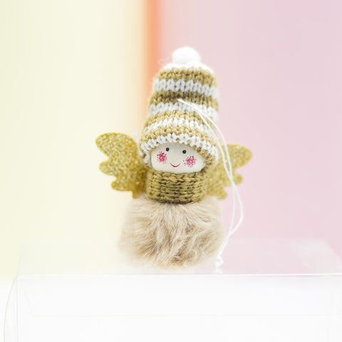 Christmas Plush Cute Angel Doll Pendants Christmas Tree Hanging Ornaments Desk Decor New Year Children Gift Toys Gold White