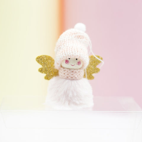 Christmas Plush Cute Angel Doll Pendants Christmas Tree Hanging Ornaments Desk Decor New Year Children Gift Toys Gold White
