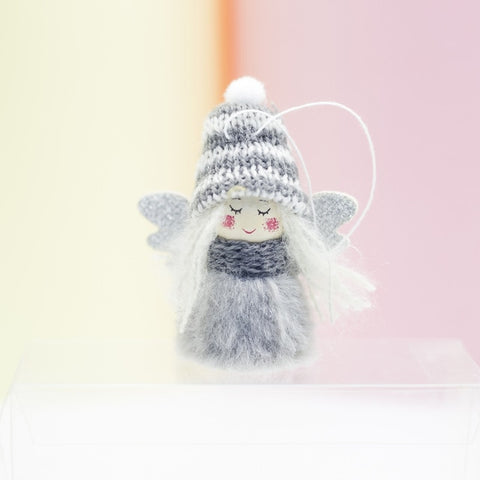 Christmas Plush Cute Angel Doll Pendants Christmas Tree Hanging Ornaments Desk Decor New Year Children Gift Toys Gold White