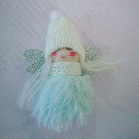 Christmas Plush Cute Angel Doll Pendants Christmas Tree Hanging Ornaments Desk Decor New Year Children Gift Toys Gold White