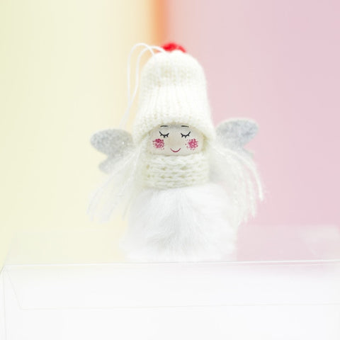 Christmas Plush Cute Angel Doll Pendants Christmas Tree Hanging Ornaments Desk Decor New Year Children Gift Toys Gold White
