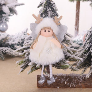 cute pink Plush Angel girl Christmas Tree Ornament Xmas Hanging Pendant Dolls Christmas Home Holiday Decoration as Kids Gifts