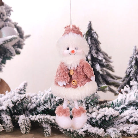 cute pink Plush Angel girl Christmas Tree Ornament Xmas Hanging Pendant Dolls Christmas Home Holiday Decoration as Kids Gifts