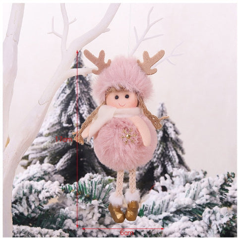 cute pink Plush Angel girl Christmas Tree Ornament Xmas Hanging Pendant Dolls Christmas Home Holiday Decoration as Kids Gifts