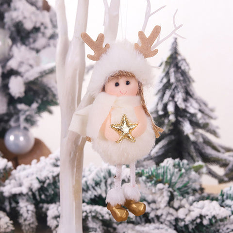 cute pink Plush Angel girl Christmas Tree Ornament Xmas Hanging Pendant Dolls Christmas Home Holiday Decoration as Kids Gifts