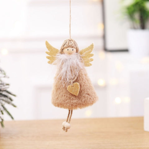 cute pink Plush Angel girl Christmas Tree Ornament Xmas Hanging Pendant Dolls Christmas Home Holiday Decoration as Kids Gifts