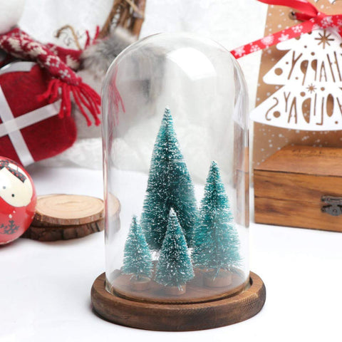 8pcs Small DIY Mini Christmas Tree Fake Pine Tree Mini Sisal Bottle Brush DIY Craft Desktop Decoration Snow Frost Village House