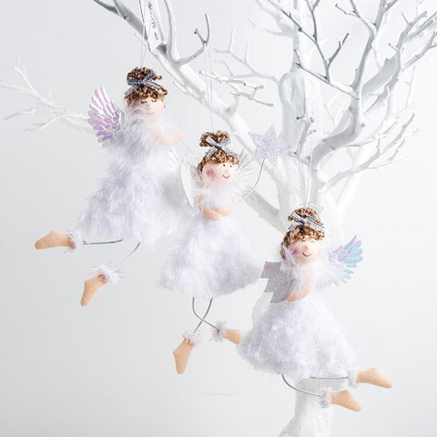 Cute Cartoon Angel Plush Doll Christmas Pendant Creative Christmas Tree Closet Hanging Ornaments Window Decoration Xmas Gift Toy