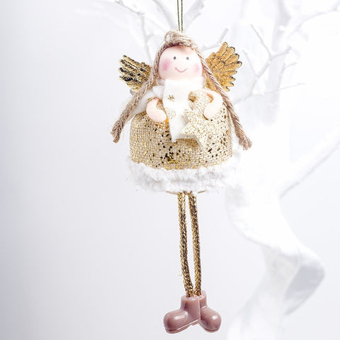 Cute Cartoon Angel Plush Doll Christmas Pendant Creative Christmas Tree Closet Hanging Ornaments Window Decoration Xmas Gift Toy