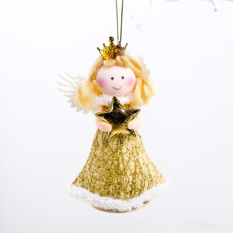 Cute Cartoon Angel Plush Doll Christmas Pendant Creative Christmas Tree Closet Hanging Ornaments Window Decoration Xmas Gift Toy