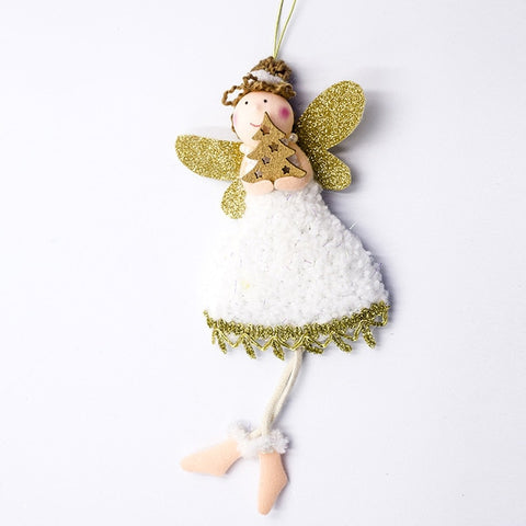 Cute Cartoon Angel Plush Doll Christmas Pendant Creative Christmas Tree Closet Hanging Ornaments Window Decoration Xmas Gift Toy