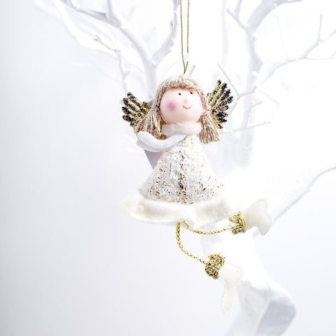 Cute Cartoon Angel Plush Doll Christmas Pendant Creative Christmas Tree Closet Hanging Ornaments Window Decoration Xmas Gift Toy