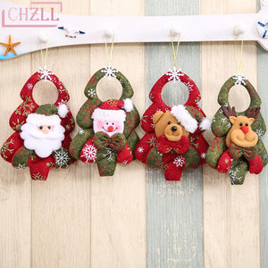 CHZLL Cotton fabric Cute Santa Claus Doll Pendants Ornaments Christmas Tree Ornaments Merry Christmas Decor for Home Xmas Gifts