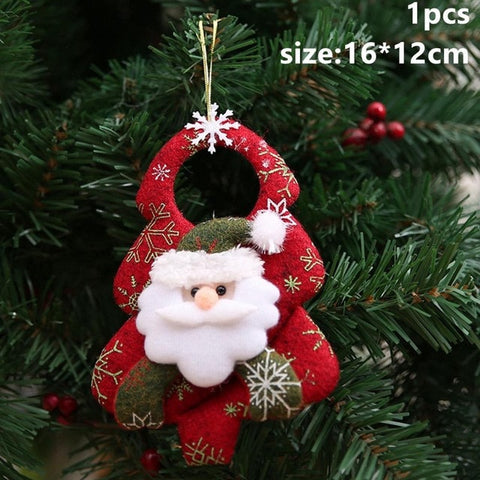 CHZLL Cotton fabric Cute Santa Claus Doll Pendants Ornaments Christmas Tree Ornaments Merry Christmas Decor for Home Xmas Gifts