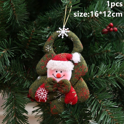 CHZLL Cotton fabric Cute Santa Claus Doll Pendants Ornaments Christmas Tree Ornaments Merry Christmas Decor for Home Xmas Gifts