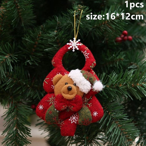 CHZLL Cotton fabric Cute Santa Claus Doll Pendants Ornaments Christmas Tree Ornaments Merry Christmas Decor for Home Xmas Gifts