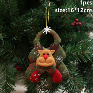 CHZLL Cotton fabric Cute Santa Claus Doll Pendants Ornaments Christmas Tree Ornaments Merry Christmas Decor for Home Xmas Gifts