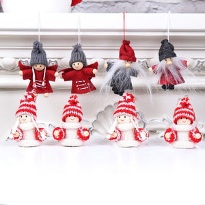 2pcs  Christmas Knitted Doll Christmas Pendants Decorative Christmas Tree Hanging Ornaments Desktop Ornaments Holiday