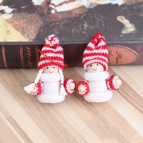 2pcs  Christmas Knitted Doll Christmas Pendants Decorative Christmas Tree Hanging Ornaments Desktop Ornaments Holiday